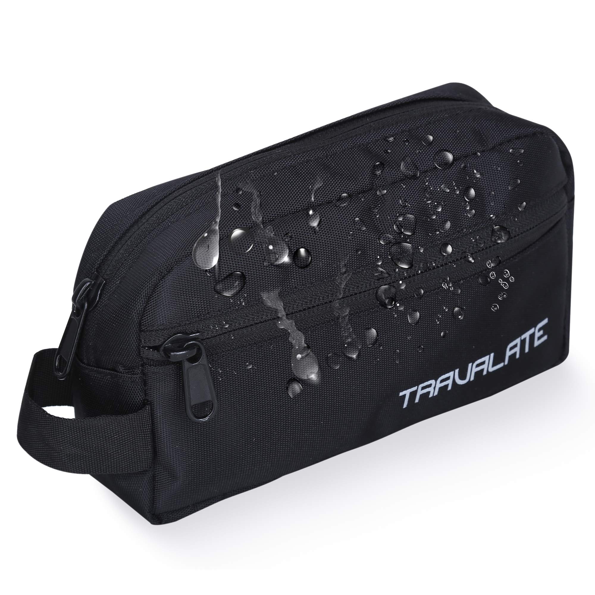 Travalate® Toiletry Bag Makeup Shaving Kit Pouch Aider Rust Polyester Travel Kit Bag with Belt for Men and Women (Black_TR1043-Traval kit Black)