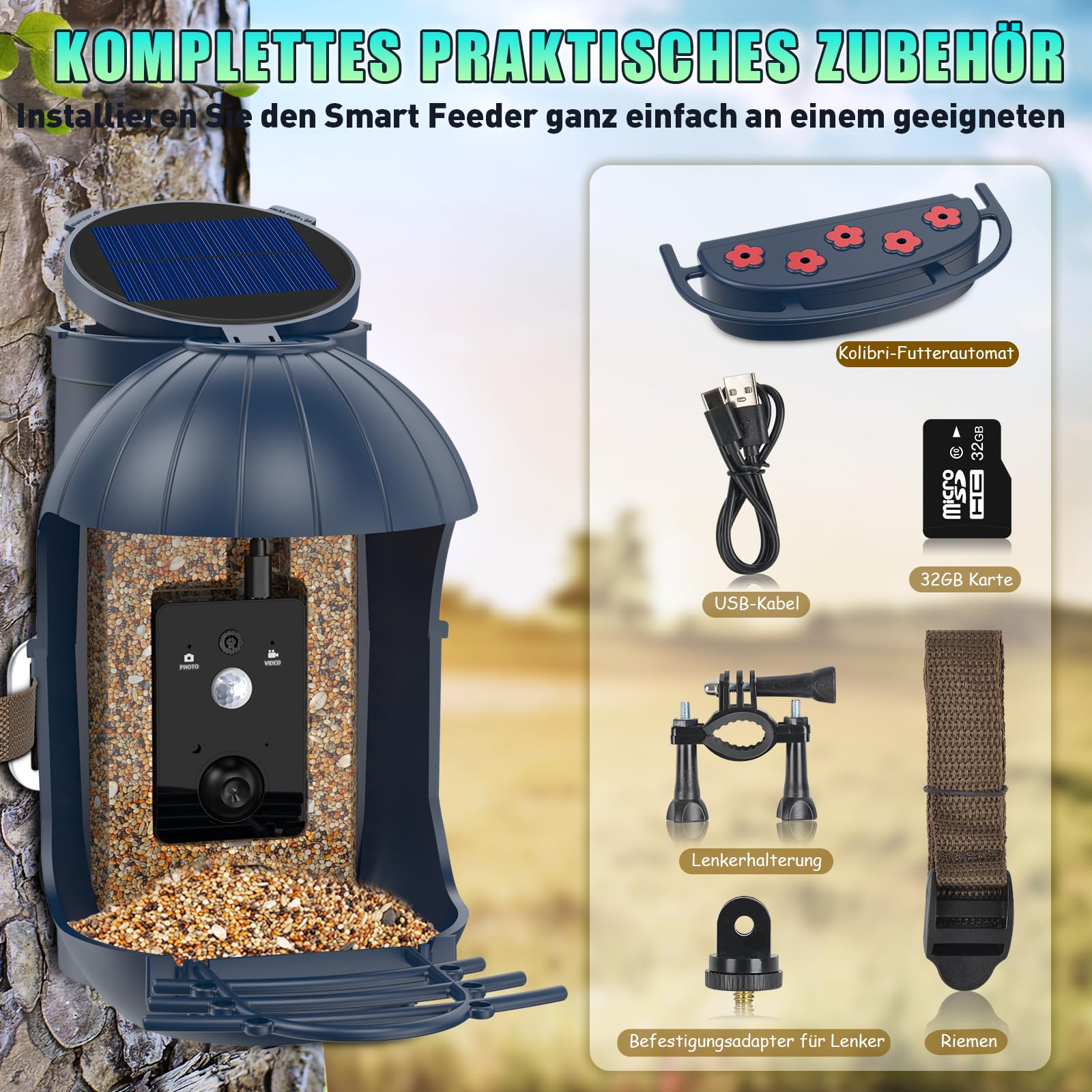 Mangeoire Oiseaux Extérieur Wildlife Friend 5L Noire - Station Alimentation Suspendue Imperméable