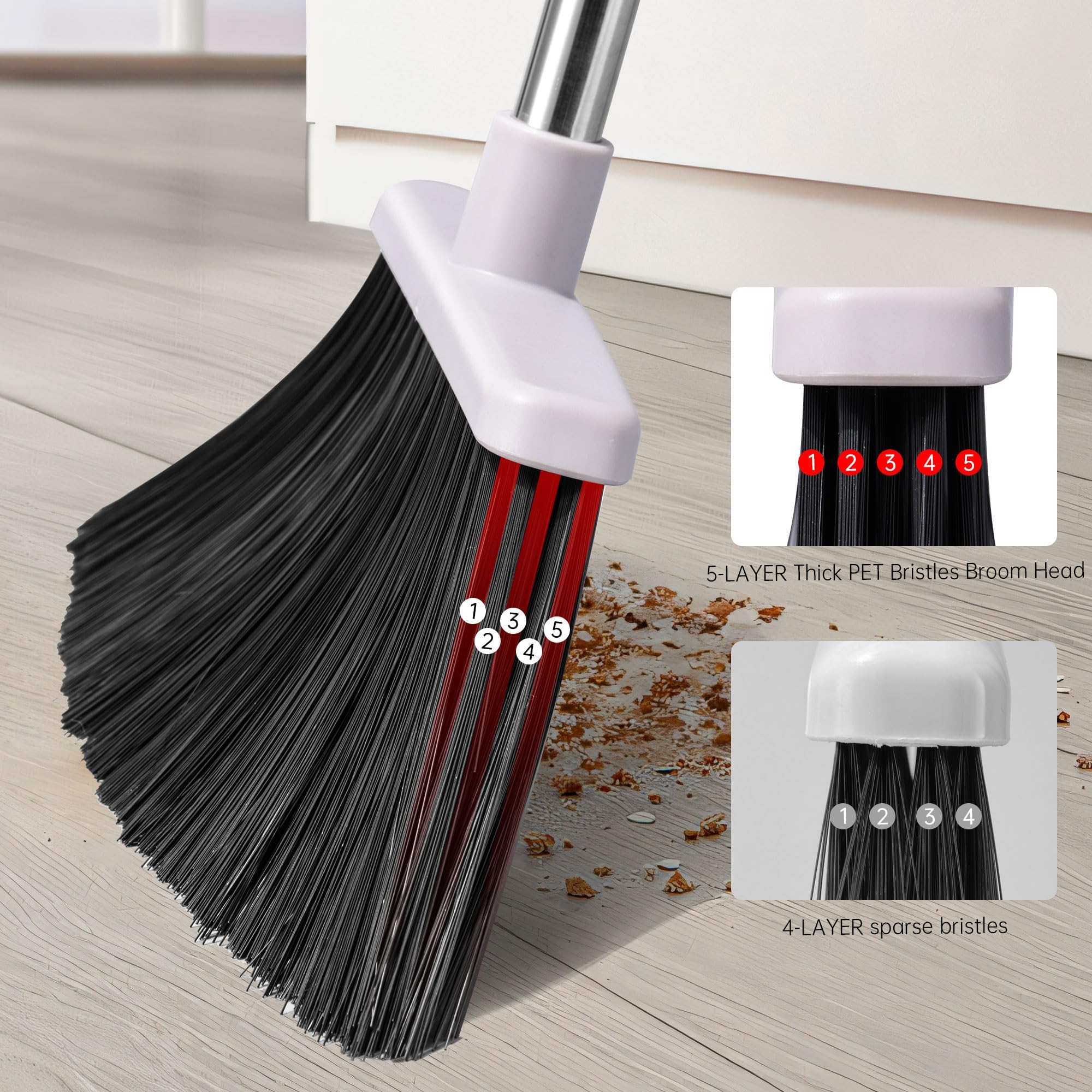 Amazon.com: OPTTIDI Broom with Dustpan Combo Set, Hand Broom and