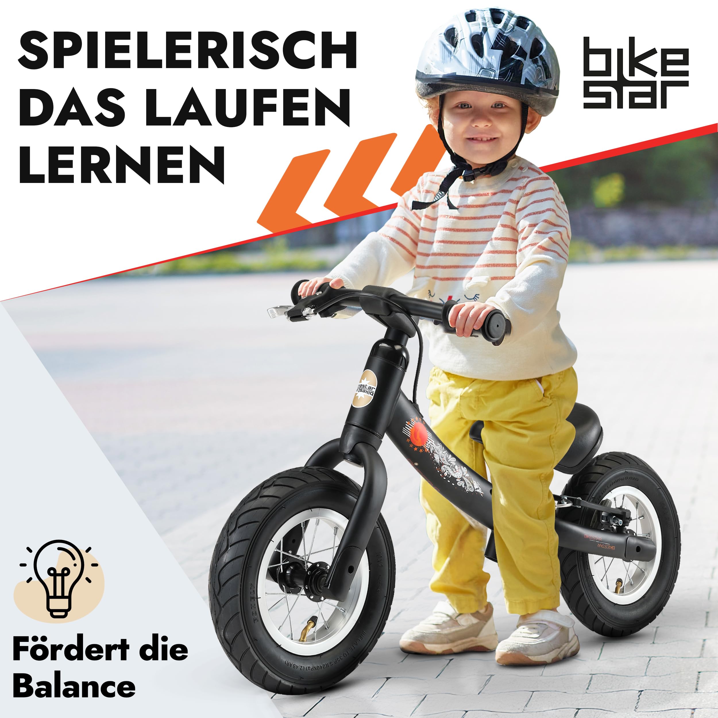 BIKESTAR Kinder Laufrad Lauflernrad Kinderrad für Jungen und Mädchen ab 2-3 Jahre | 10 Zoll Sport Kinderlaufrad | Risikofrei Testen