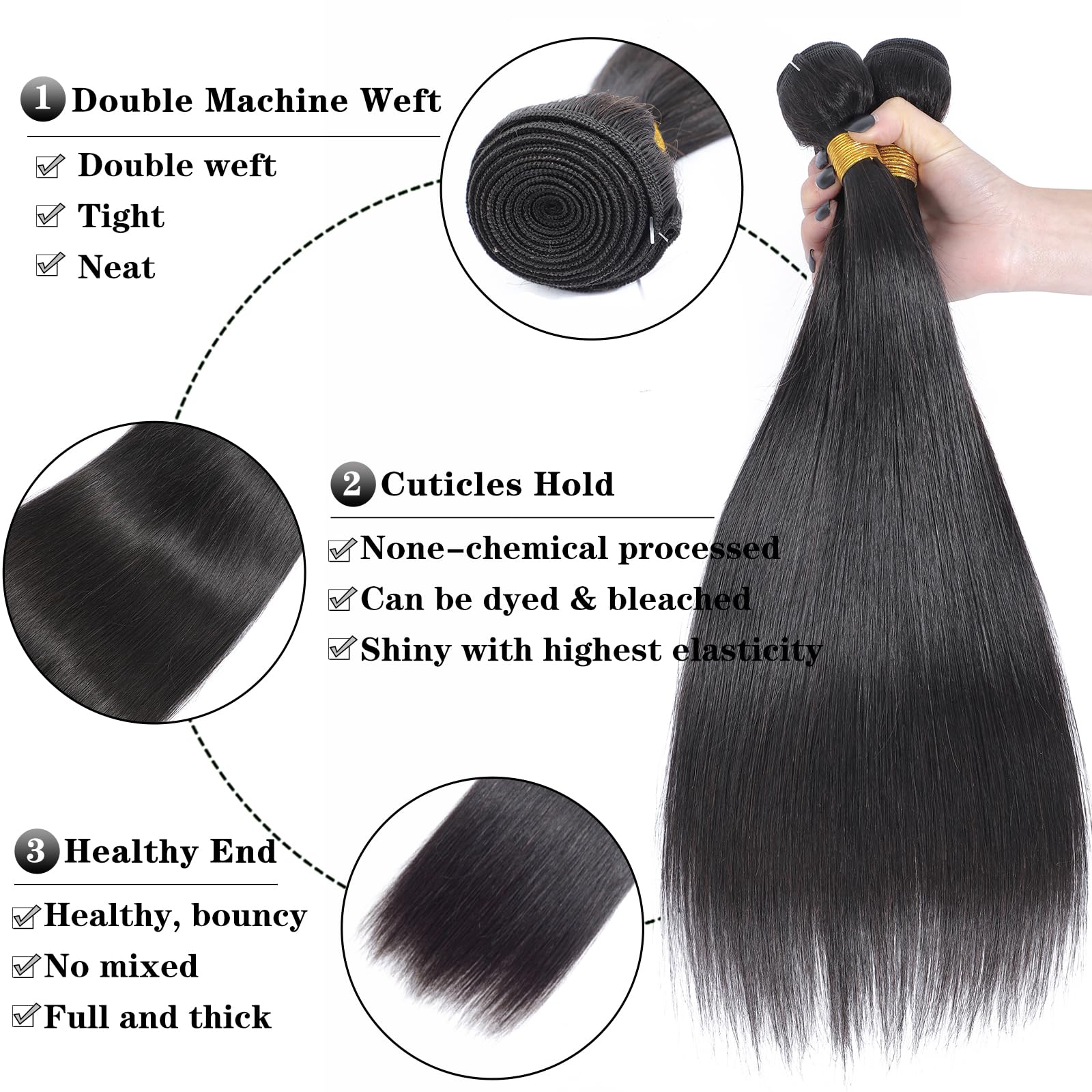 Amazon.com : Brazilian Virgin Straight Hair 3 Bundles with 