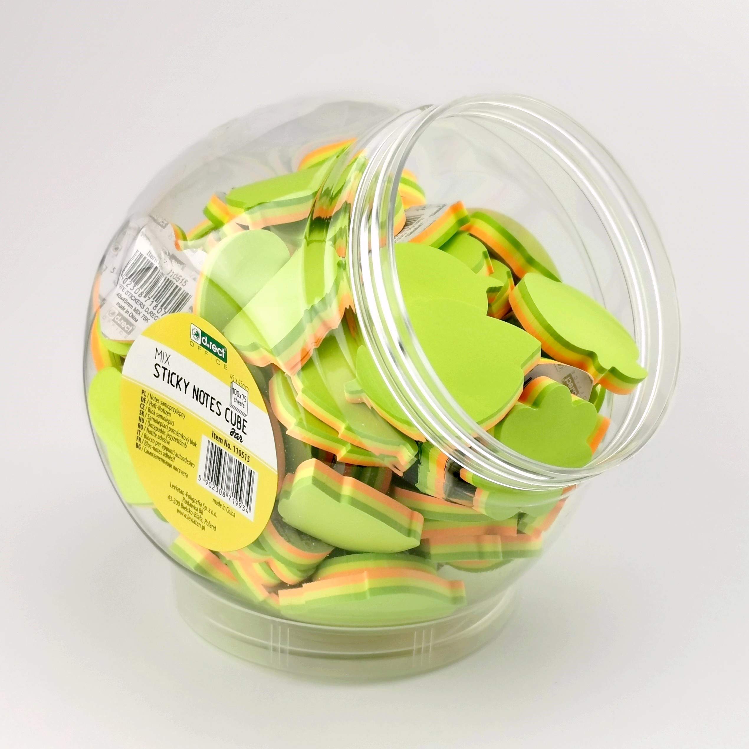 D.RECT - Sticky Notes Set | 45x45 mm, 100 pezzi | Blocchetti di foglietti autoadesivi colorati in diverse forme: mela, cuore, foglie, fiore, nuvola, vetro | 75 fogli