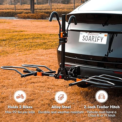 Miniatura 2 de Plataforma 2 - Soporte para bicicleta eléctrica para enganche de automóvil, para SUV, RV, camiones, portabicicletas, portabicicletas, receptor de 2