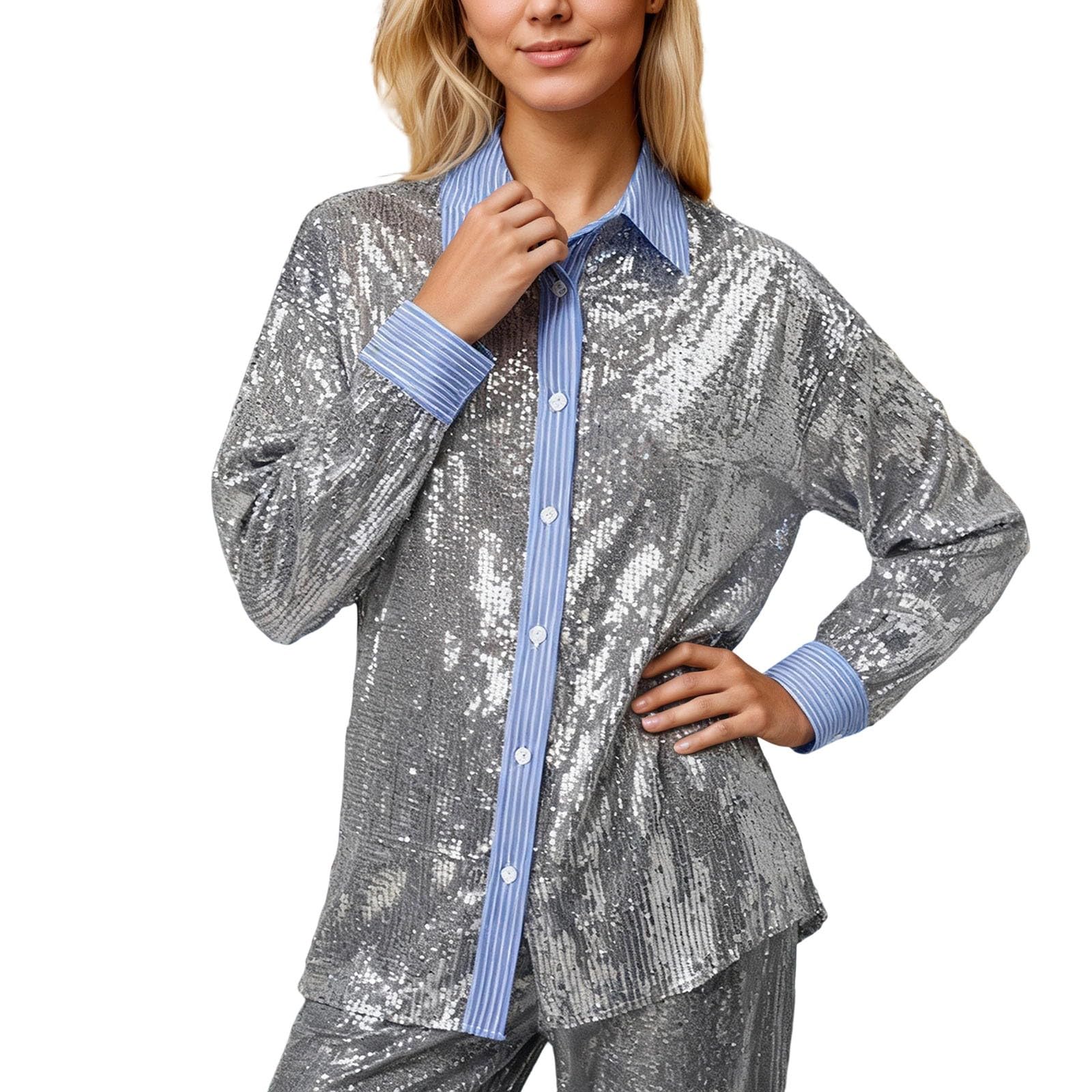 Haut paillettes manches longues extensible et confortable