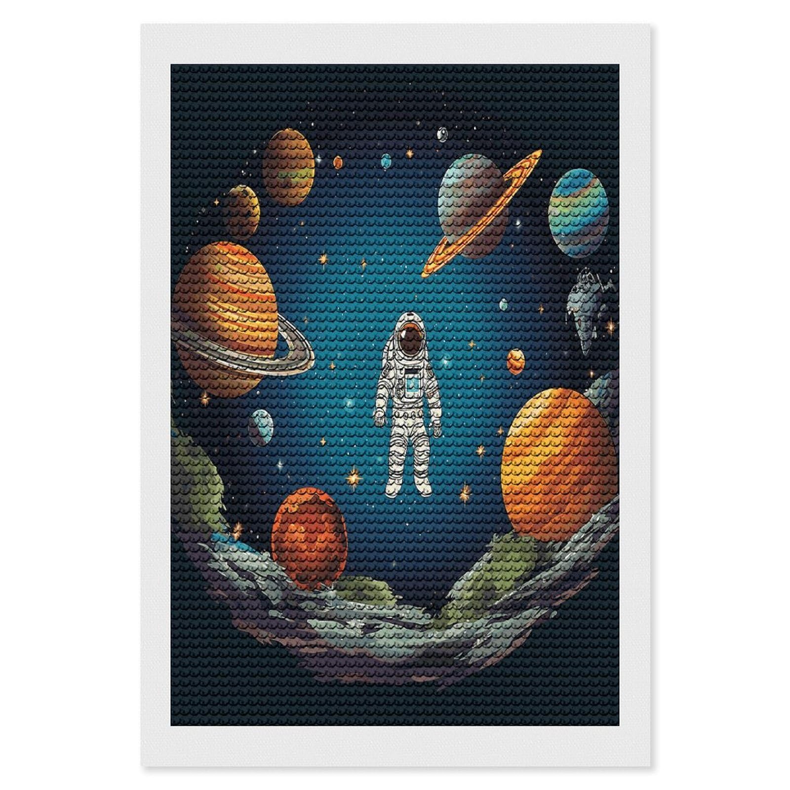VstaDank Outer Space Rocket Astronaut Diamond Painting Kits Exquisite DIY Full Round Drill Diamond Dots Painting for Adults Beginner Diamond Photo Paint with Diamond Picture Art Wall Decor 8"x12"