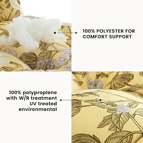 Miniatura 3 de ARTPLAN Cojines de exterior para sofá de dos plazas de mimbre con lazo, cojines de patio copetudos, 2 en forma de U, juego de 5 piezas, 44 x 19