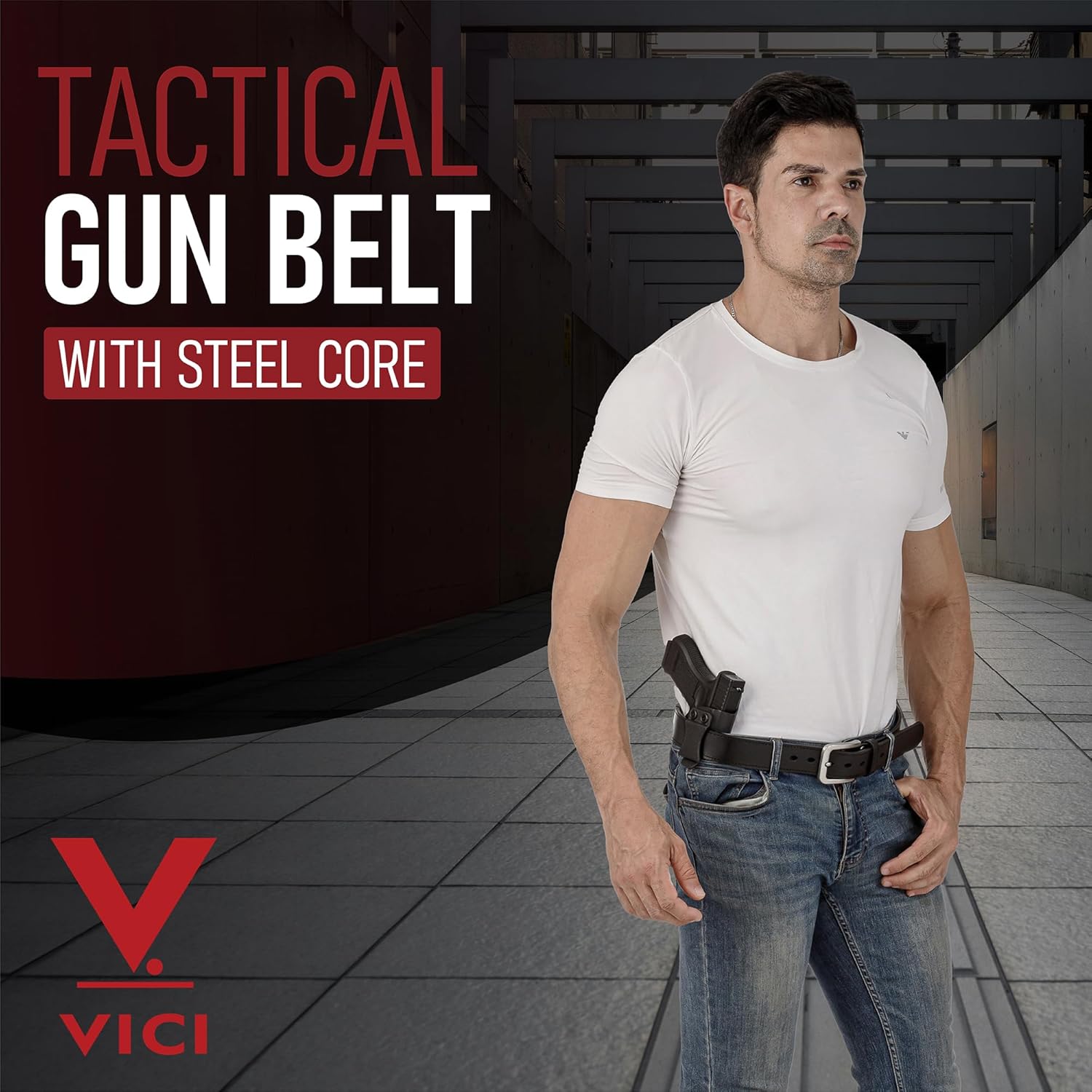 Men's Steel Core Leather Gun Belt for Concealed Carry - Image 2