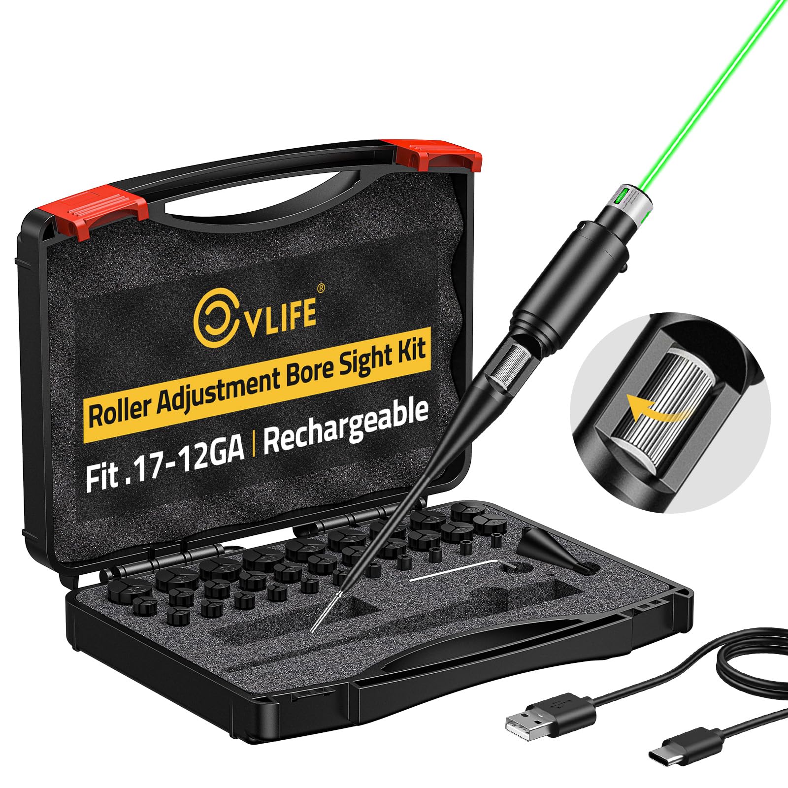 CVLIFE Bore Sight Laser, Roller Adjustment Red/Green Laser Bore Sight Kit