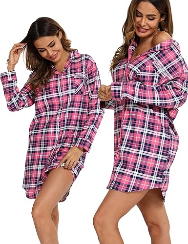 Camicia Da Notte Donna In Flanella MIA LUCCE - Maniche Lunghe Con Bottoni, Morbida E Calda, 100% Cotone - Foto 9