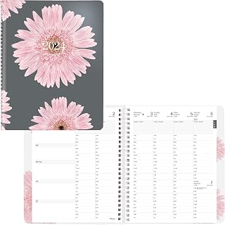 Blueline 2024 Timanager Planifi-Action Pink Weekly/Monthly Planner, Appointment Book, 13 Months, December to December, Twin-Wire Binding, 8.5" x 6.75", Bilingual, Pink Daisy (CBBM2.PNK-24)