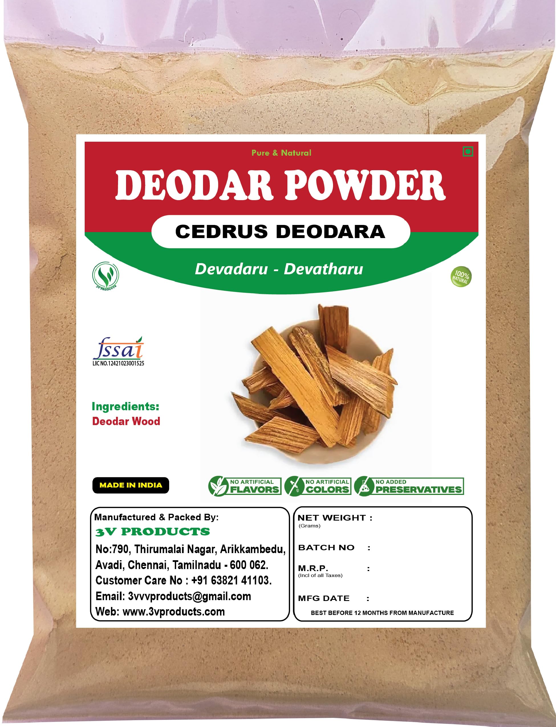 3V PRODUCTS Deodar Powder 100g | Devatharu | Cedrus Deodara | Himalayan Cedar Wood | Devadaru Wood | Cedar Tree Powder for Pooja, Dhoop, Aromatic & Skin Care-image-40