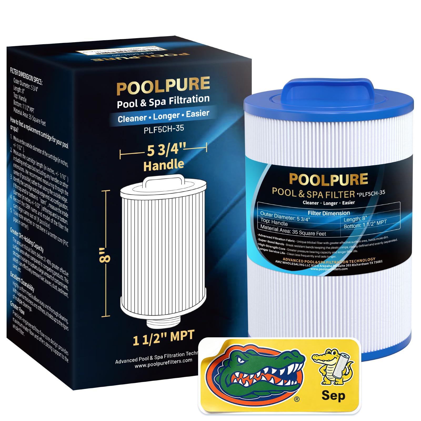 POOLPURE 5CH-35 Spa Filter Replaces PMAX50P4, Unicel 5CH-35, Filbur FC-0300