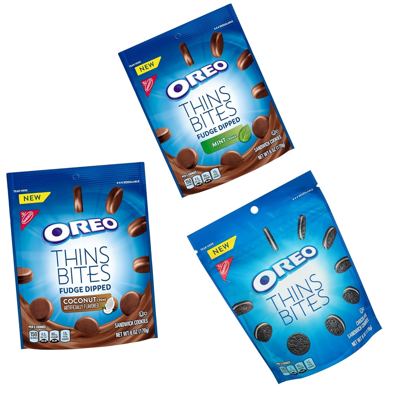 Oreo Thins Bites, Set of 3 Flavors Fudge Dipped Sandwich