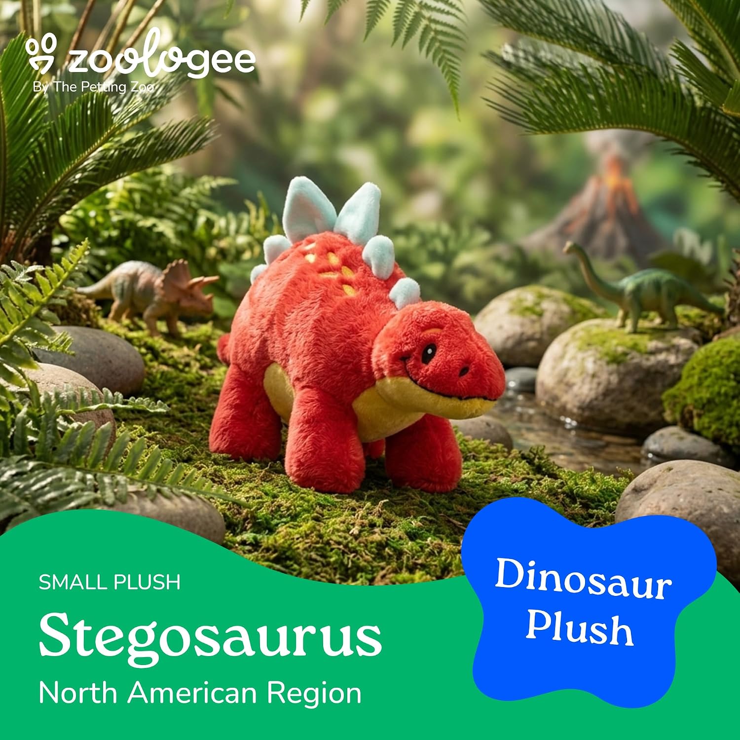 The Petting Zoo Red Baby Stegosaurus Stuffed Animal, Kids Gifts, 11 in image 5