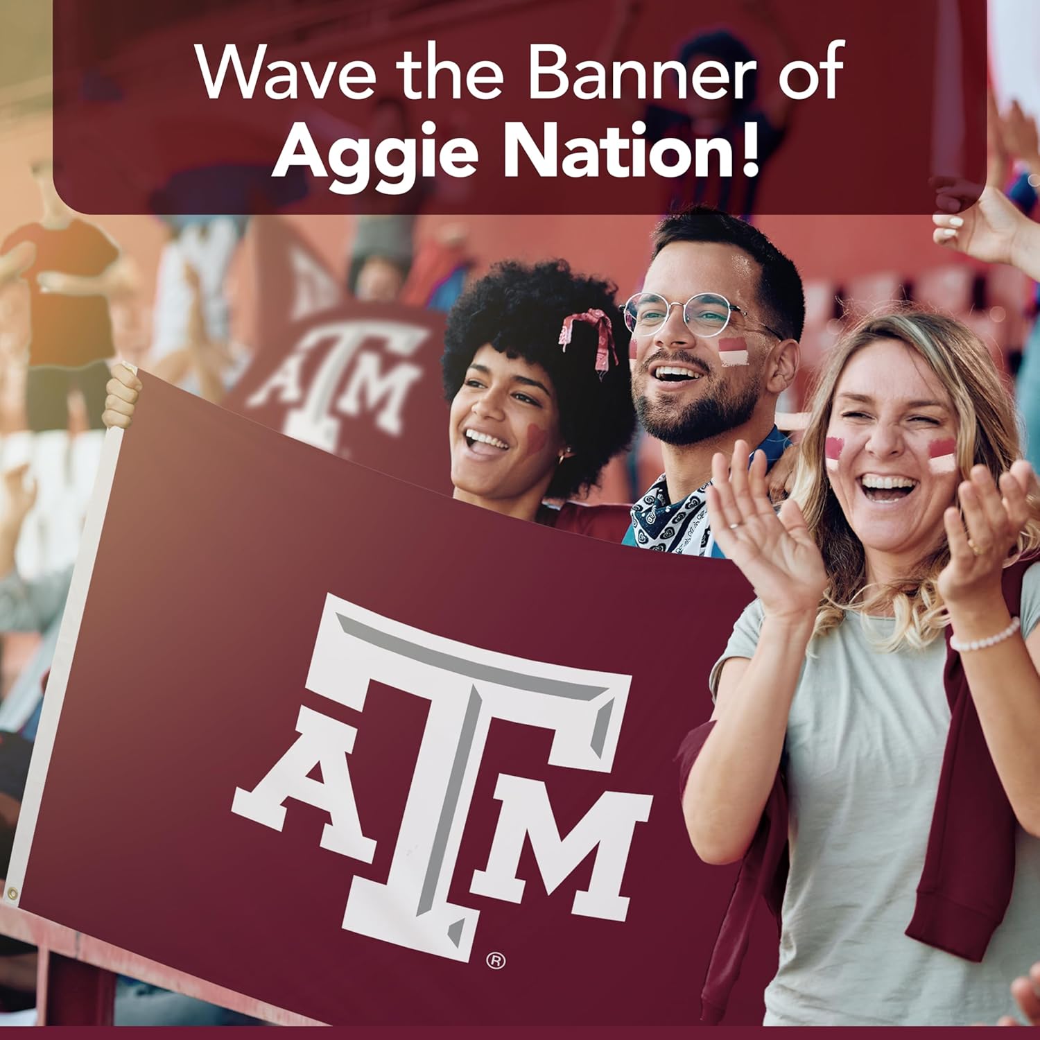 Texas A&M Aggies College Sports Printed Flag - NCAA Licensed - Nylon - School Banner (White, Maroon) (3' x 5')