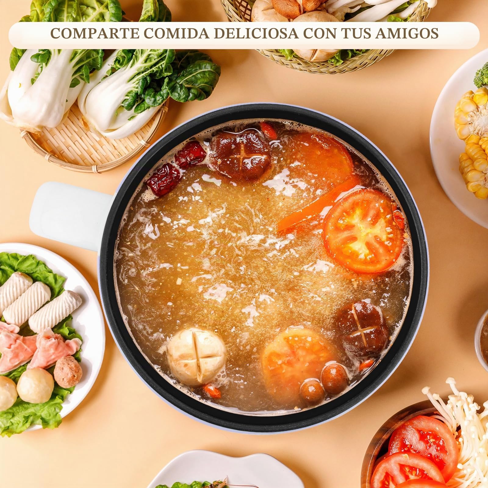 Vocha Olla Eléctrica Recta Pequeña, 1.6L Olla de Cocina Portátil de Antiadherente con Mantener la Función Caliente, 250W/600W Olla de Viaje Multifunción para Sopa/Ramen/Pasta/Huevo/Verdura-Púrpura