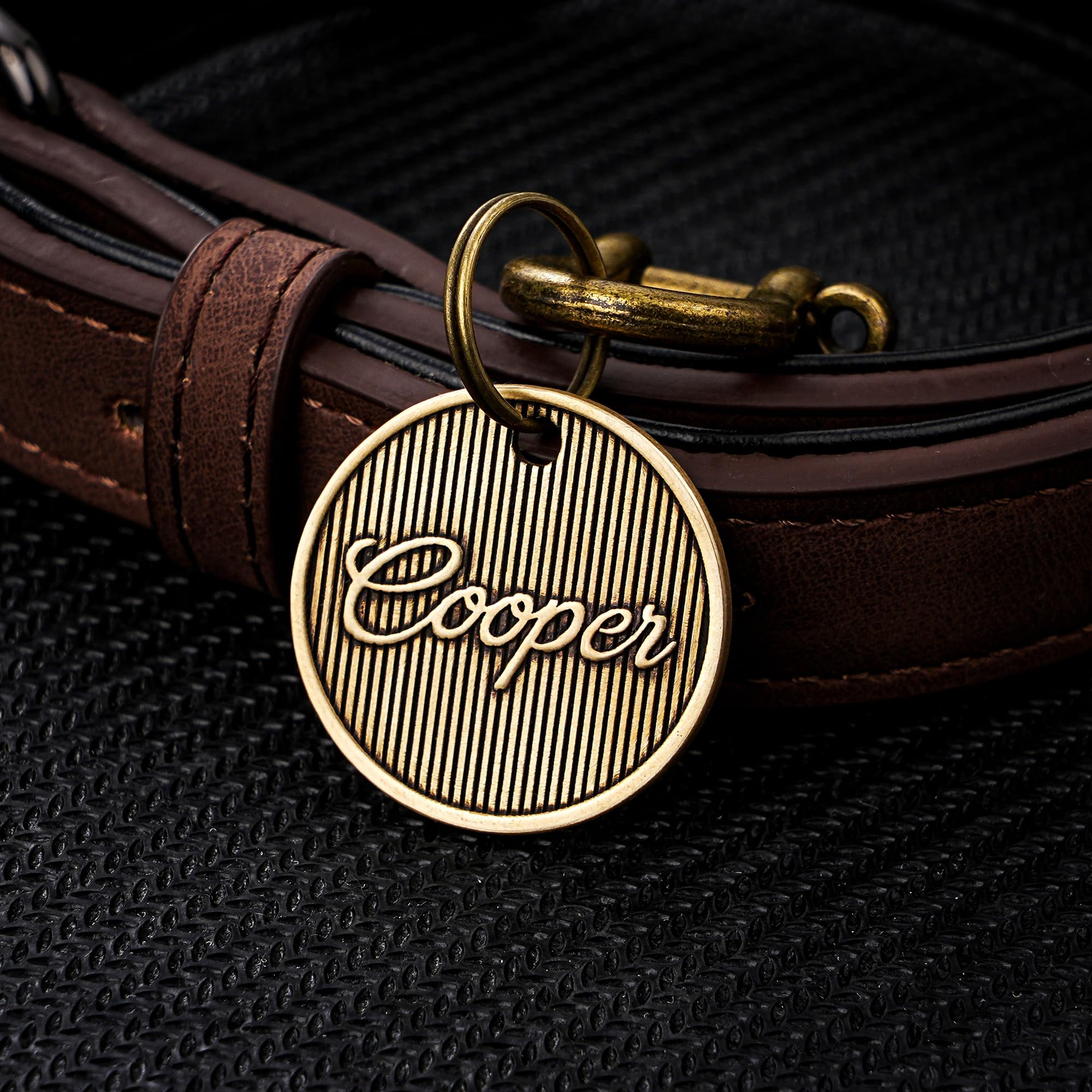 Personalized Brass Pet ID Tag, Engraved Dog Cat Tag, 30mm Dog Name Label, Custom Dog Tag for Collar, Pet Gifts, Dog ID Tag with Phone Number