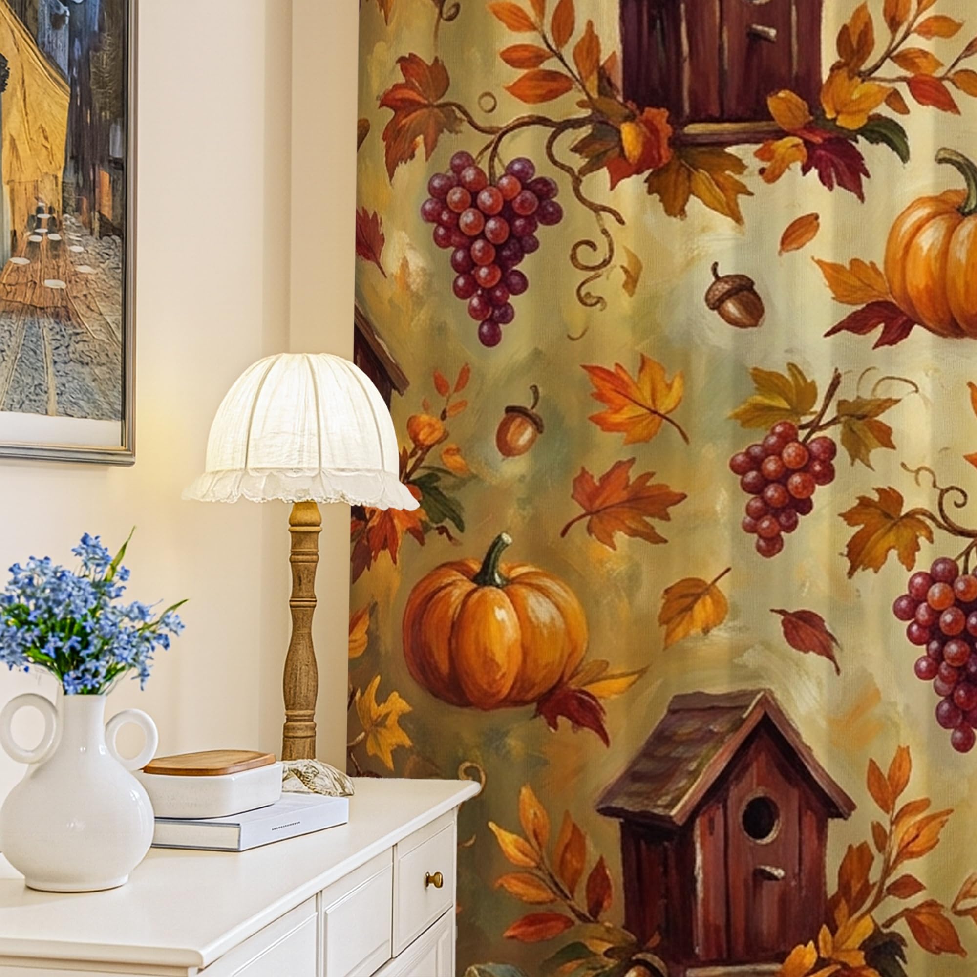 Rideaux occultants citrouilles orange automne 132x213 pour chambre
