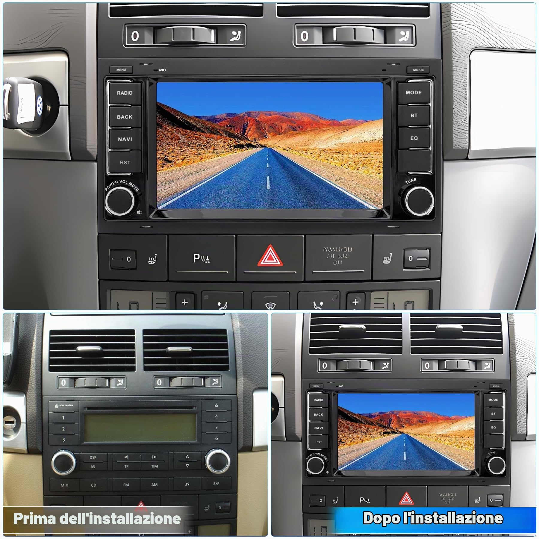 Autoradio per VW Touareg Transporter T5 Multivan, CarPlay Android Auto
