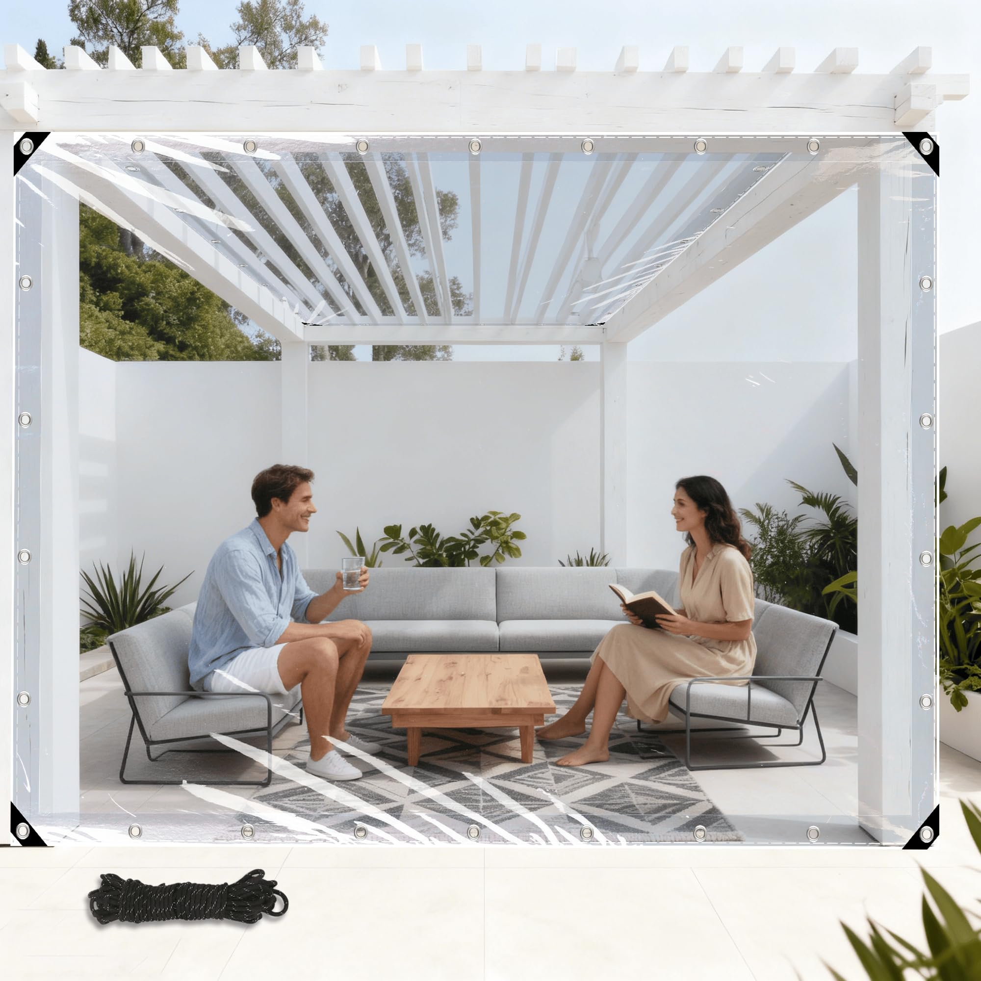 Lona transparente impermeable y resistente al desgarro para proteger la leña de la lluvia