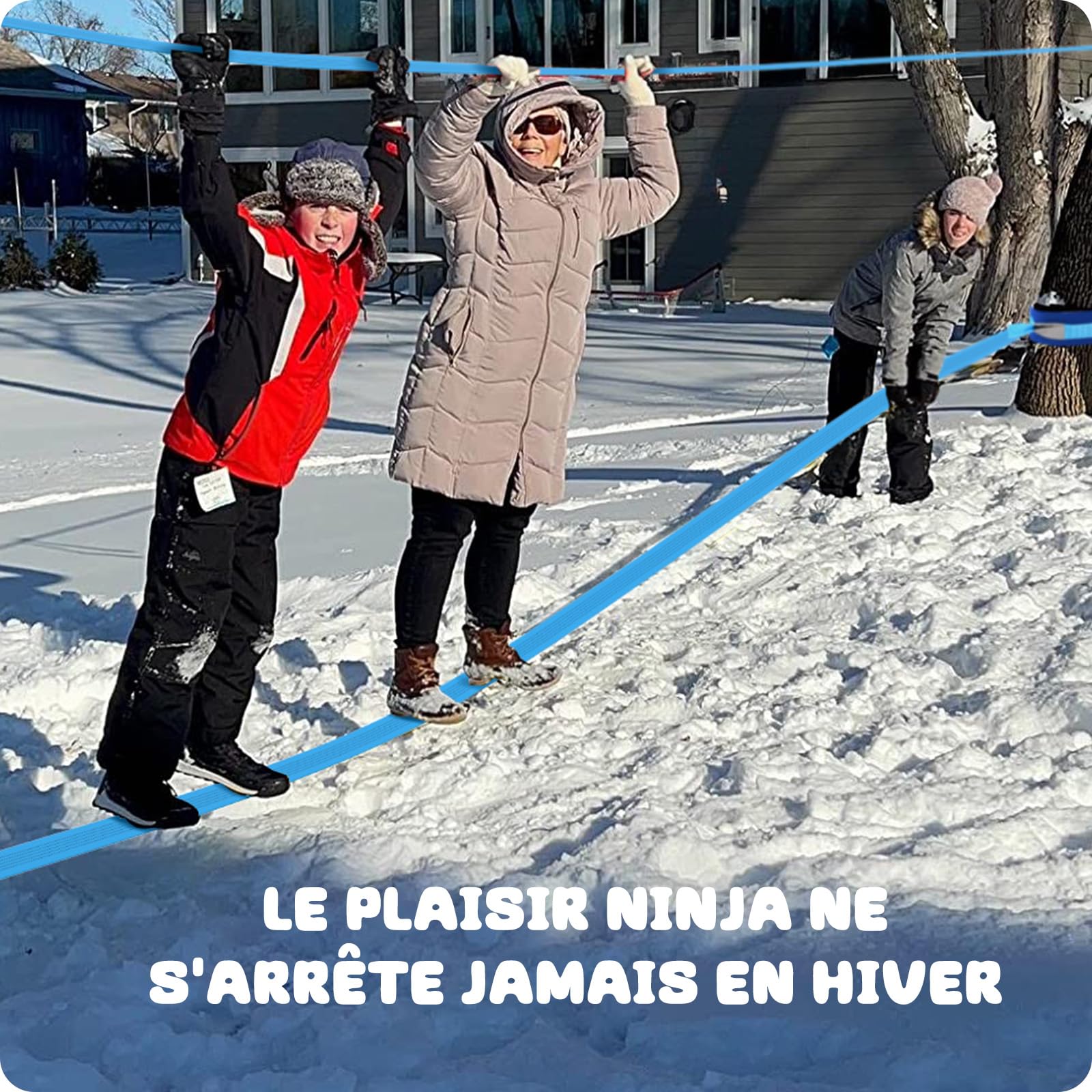 Hapfan Parcours Ninja d'obstacles,15m×2 Slackline avec 8 Obstacles à Suspendre Mixte,Slackline kit Parcours d'obstacles à Suspendre en Plein air,Filet et échelle,Monkey Bar Kit,tyrolienne