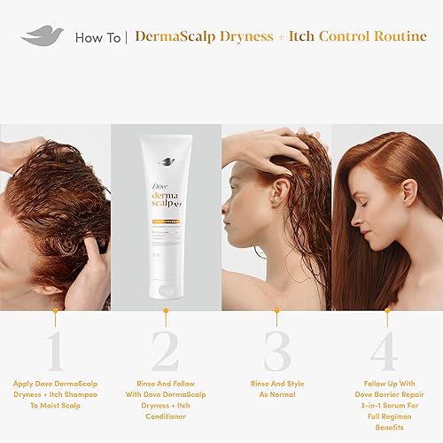 Miniatura 11 de Dove Derma Scalp Conditioner 1 ct alivio de la caspa y la picazón para cabello 100% libre de escamas* y liso, con niacinamida y glicerina, 9 onzas