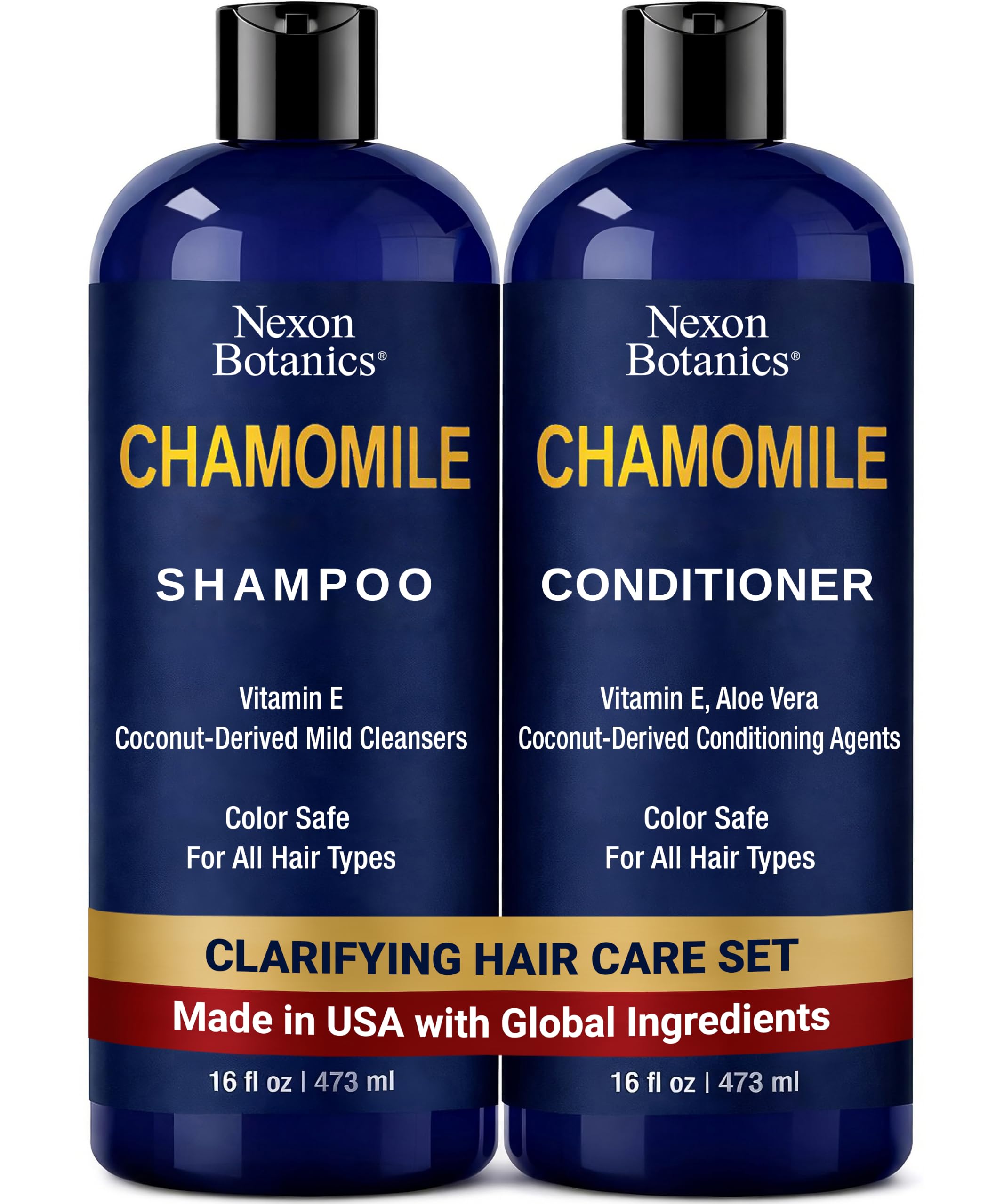 Chamomile Shampoo & Conditioner Set 16 Fl Oz, No Harsh Sulfate & Color Safe