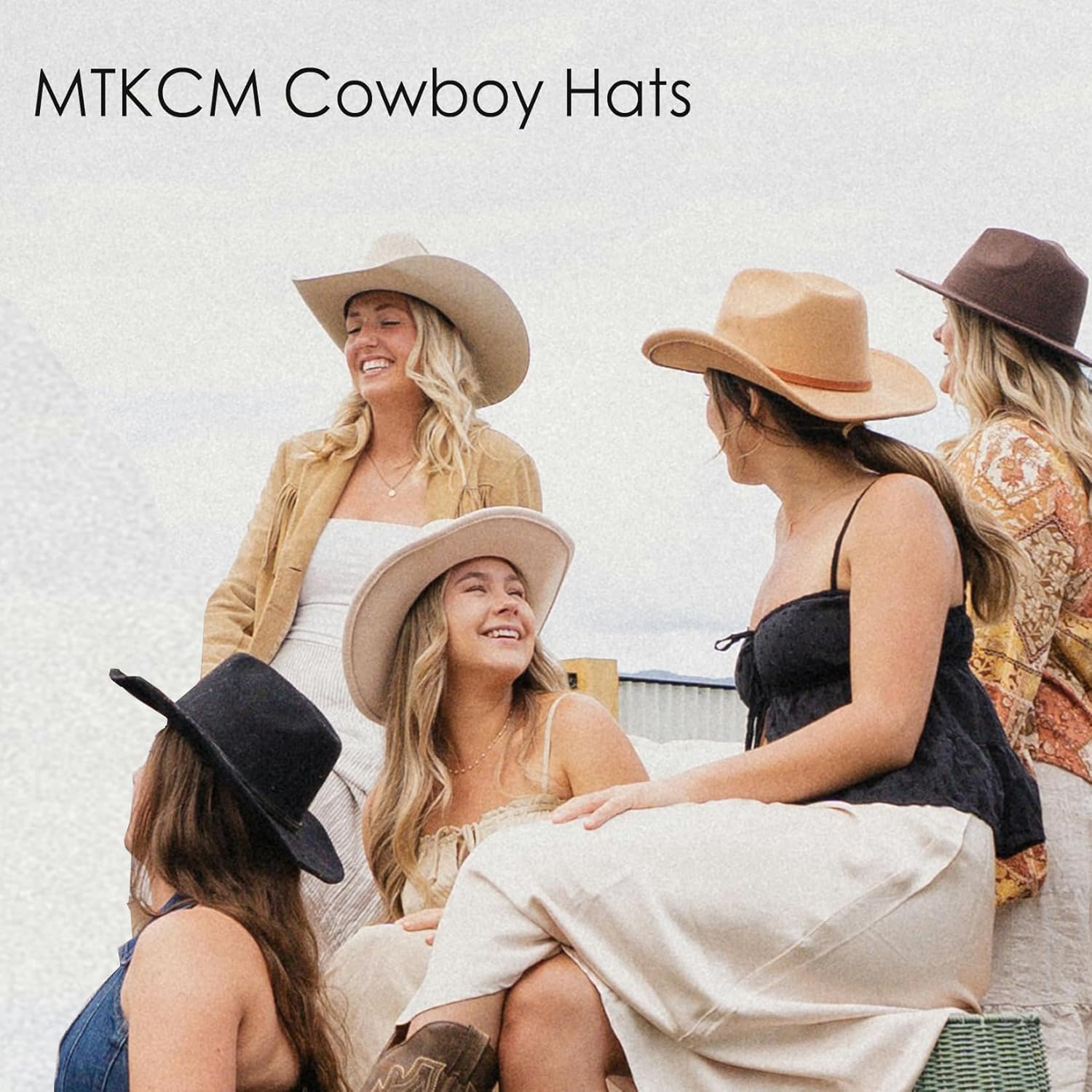 White Cowgirl Hats Pinched Wide Brim Cowboy Hat for Women - Image 6