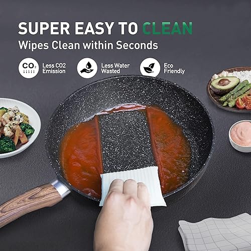 Miniatura 7 de MAISON ARTS Juego de ollas y sartenes antiadherentes juego de utensilios de cocina de 15 piezas con revestimiento de granito para inducción y apto