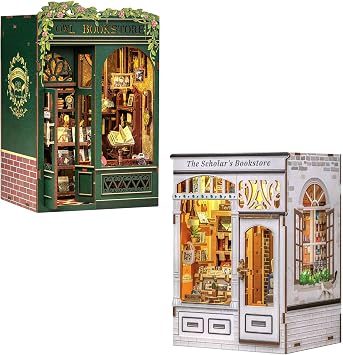 Book Nook Kit, DIY Miniature House Kits for Adult and Teens, Dollhouse Mini Booknook House Bookshelf Decor, DIY Craft Gifts for Family and FriendsOwl Bookstore&The Scholars Bookstore