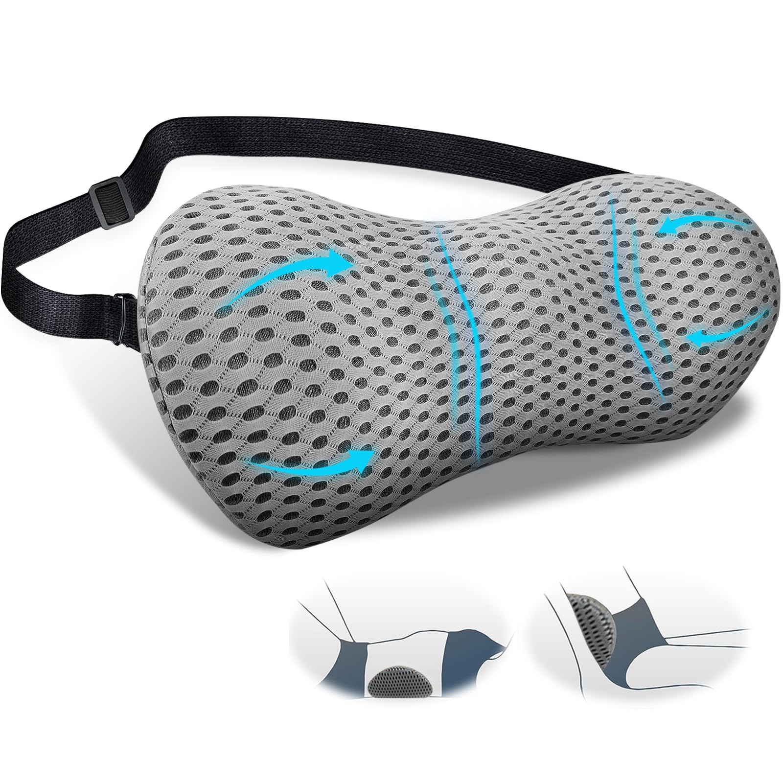 EPROICKS Cuscino Lombare per Auto, Cuscino Schiena Sedia Ufficio, per Auto, Sedia Ufficio, Divano, Supporto Lombare Letto (grigio)