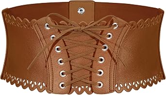 Wedtrend Corset Belt for Women Wide Belts for Women Dresses Elastic Leather Lace Underbust Belts Vintage Stretch Pirate Belt
