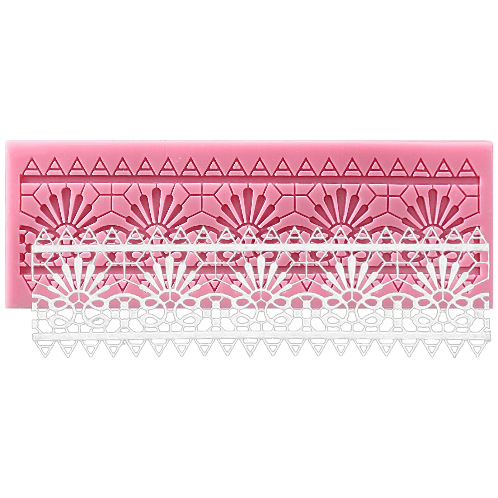 Sugarcraft Cake Decoration tool rectangle European lace Border Icing Silicone Mold Mould Lace Shaped Cupcake Mat 16.5x5.5x0.5cm