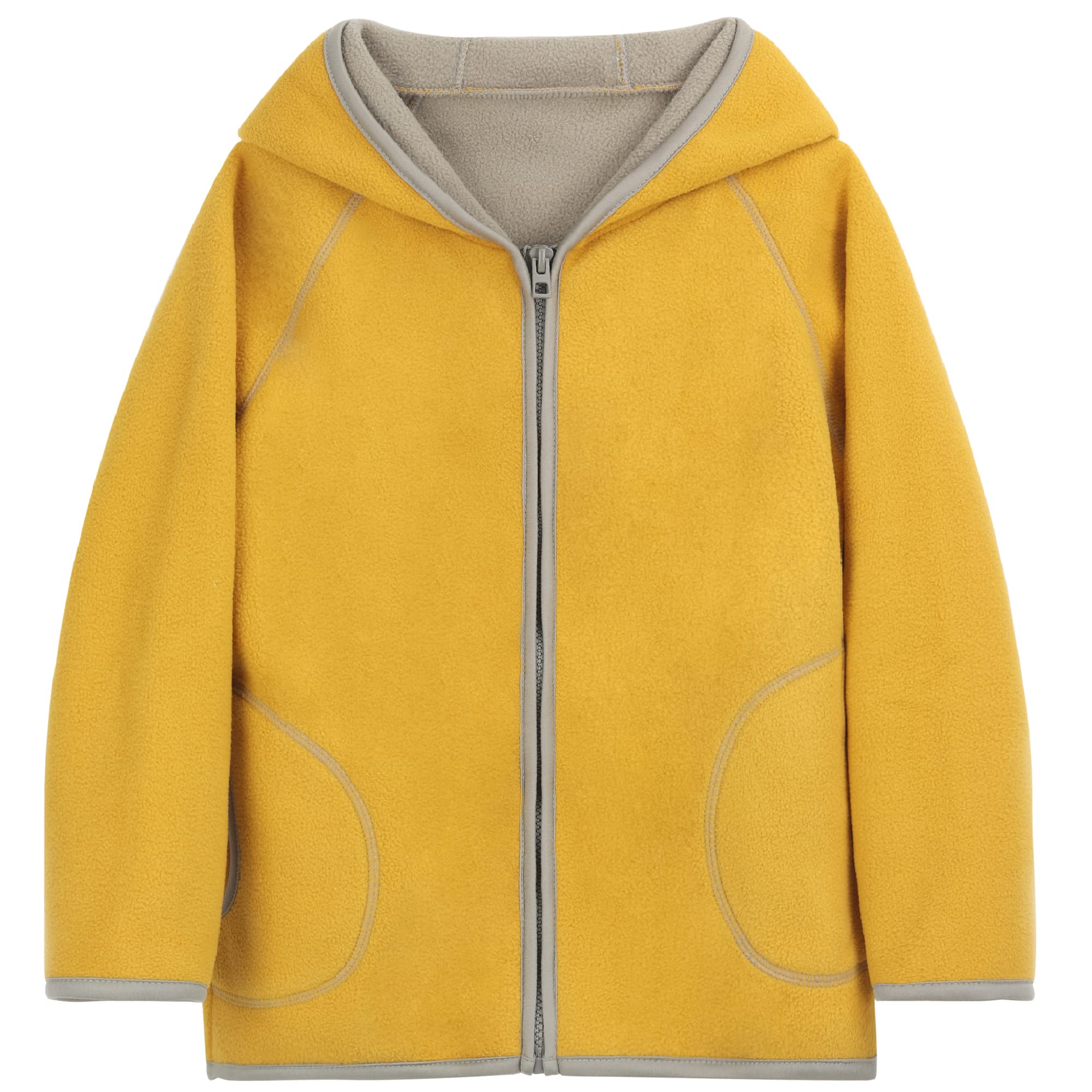 Bambini Giacca con Cappuccio da Doppio Strato Pile Polare Ragazzi Ragazze con Cerniera Autunno Invernali Caldo Cappotto 1-10 Anni