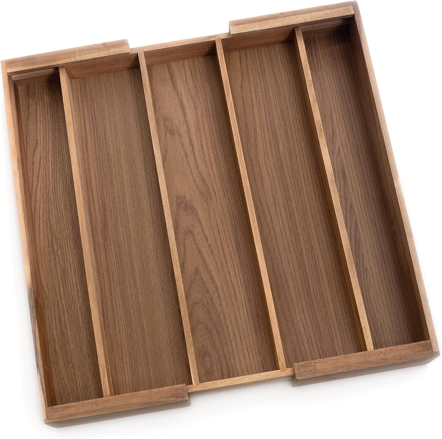 Lipper International Acacia Wood Expandable Flatware Drawer Organizer for Kitchen Utensils, Silverware, or Home Office Supplies, 12 3/4" to 23" Wide x 18" Deep x 2 1/2" High