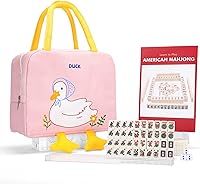 Vista 1 de drizzle Set Mini de Mahjong Americano para Viaje - 166 Azulejos Blancos Incluye Jokers 0.8" Material de Melamina Blanca - con Estantes, pato