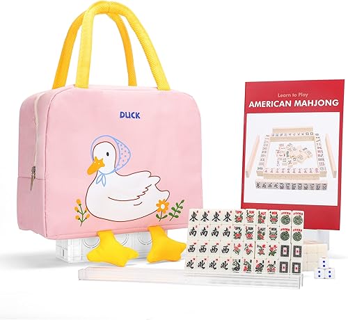 drizzle Travel Mini American Mahjong Set  166 azulejos blancos incluye Jokers de 0.8 pulgadas de material de melamina blanca  con instrucciones de