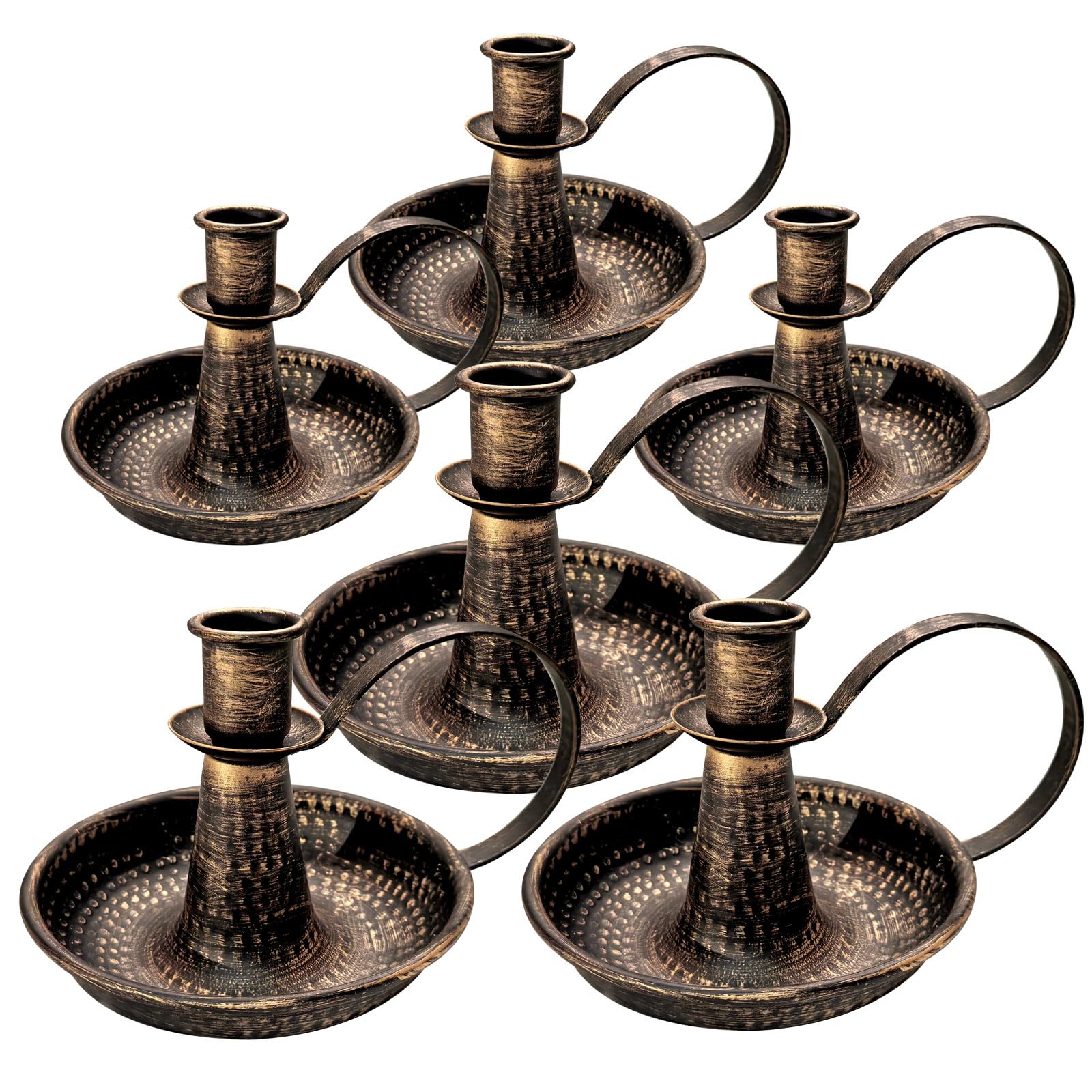 Bougeoirs vintage en laiton doré stables avec poignée pour éviter les coulures