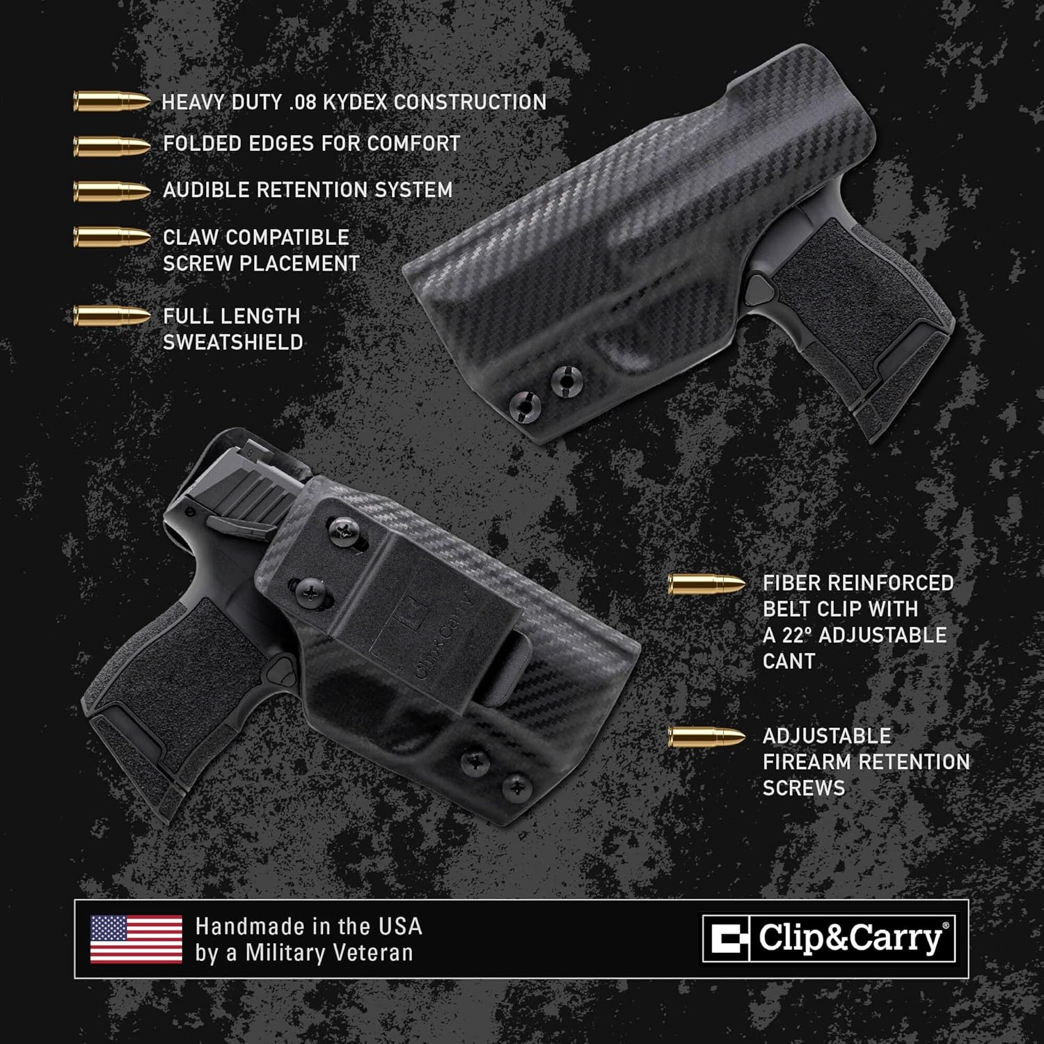 Clip & Carry IWB Kydex Holster for The BYRNA SD/EP Non-Lethal Pepper Launcher - Inside The Waistband Carry - Audible Click Retention - USA Veteran Made