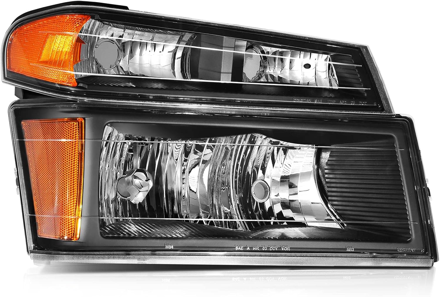 FINDAUTO Headlight Assembly Fits For Chevrolet Colorado 2004-2012,For GMC Canyon 2004-2012,For Isuzu i-280/i-350 2006 Black Housing Headlamp Driver+Passenger Side