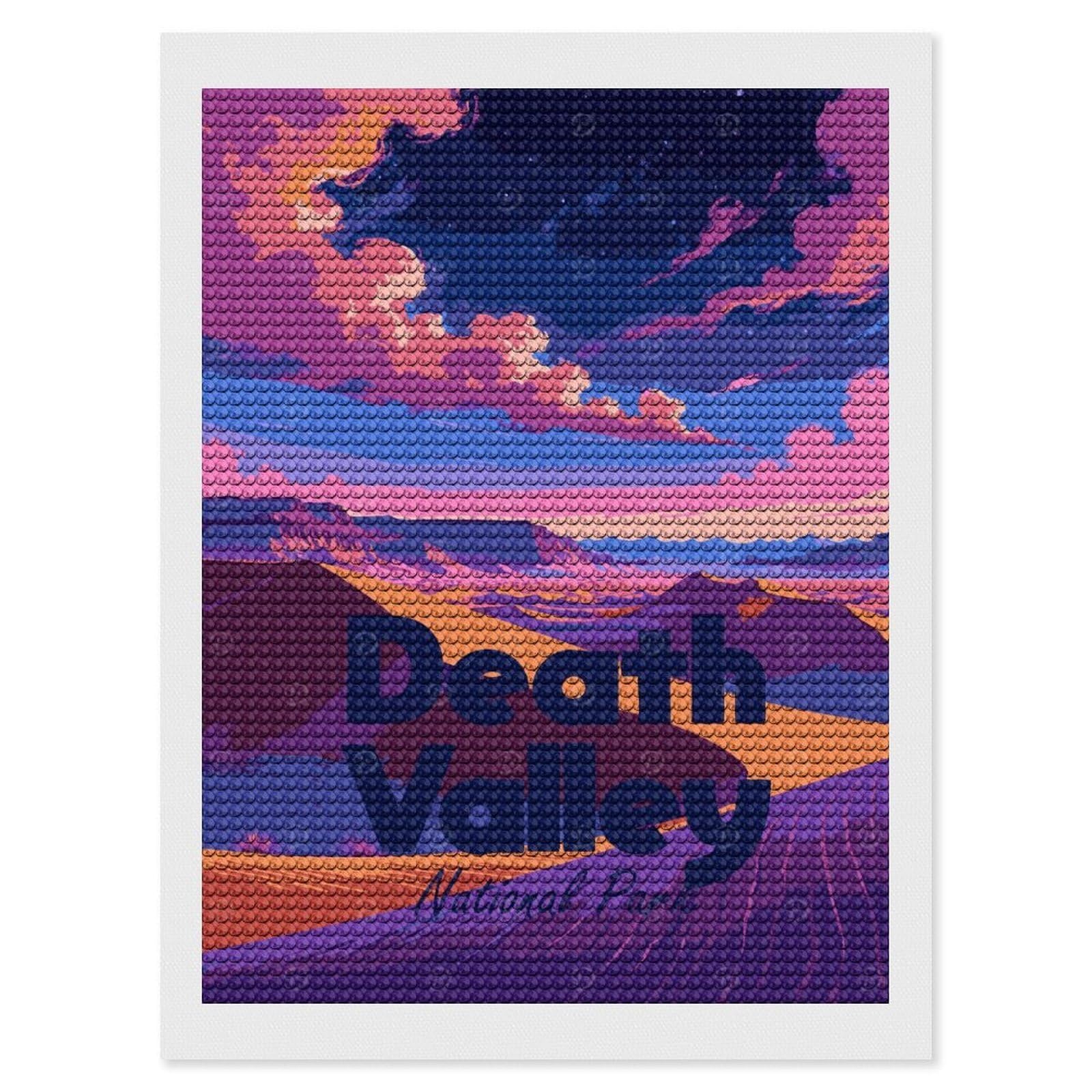 Junmoney Death Valley National Park Illustration Diamond Art Kit 12"x16", Modern Decor, Farmhouse Decor, Home Wall Art, Festive Craft Gift, Handmade Wall Decor
