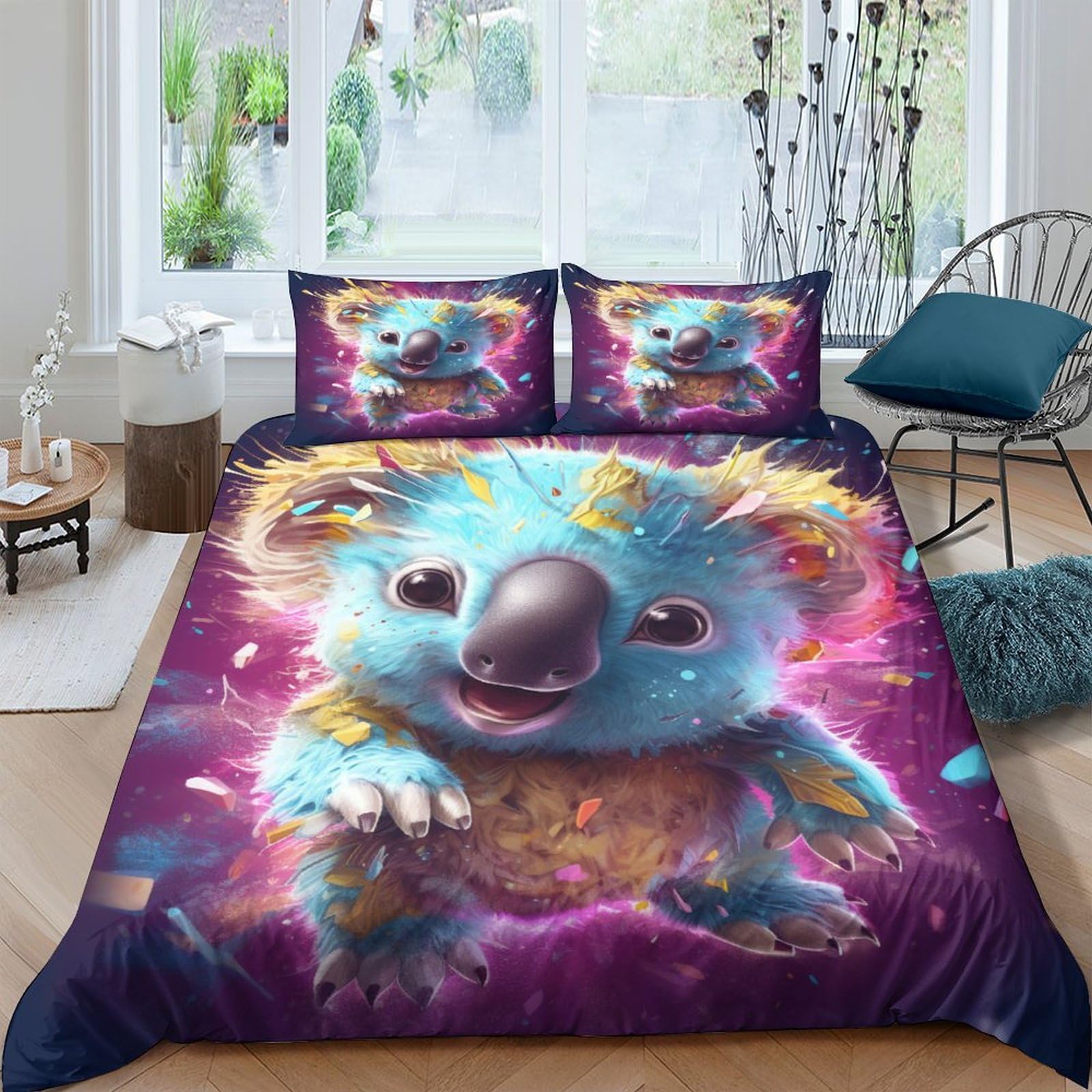 Housse de couette microfibre ultra douce de qualité supérieure avec taies d'oreiller koala