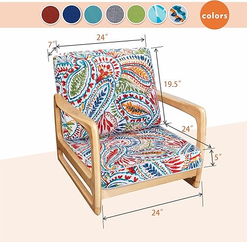 Miniatura 6 de Juego de cojines para sillas de exterior, cojines de asiento profundo para muebles de patio, 24 x 24 pulgadas, cojines de exterior para muebles de