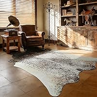 Vista 28 de Alfombras de piel de vaca, alfombra pequeña de piel de vacuno, lavable de piel sintética de animales, 2 x 3 pies, antideslizante, alfombra