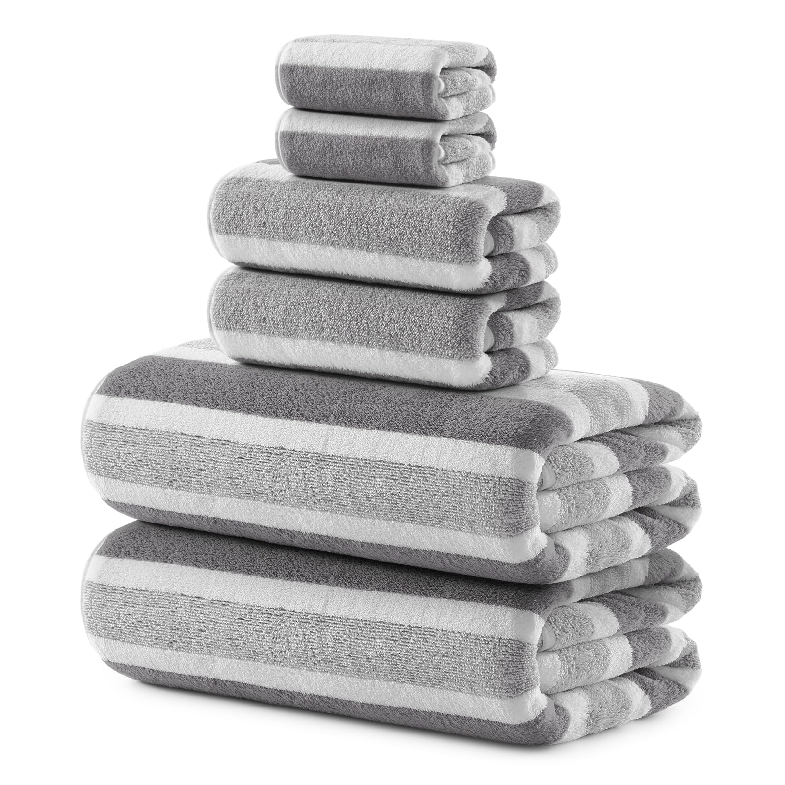 REDKISS Ultra Soft Bath Towel Sets 6-Piece 35x70 100 Microfiber Highly Absorbent Quick Dry Gray Towels for Bathroom