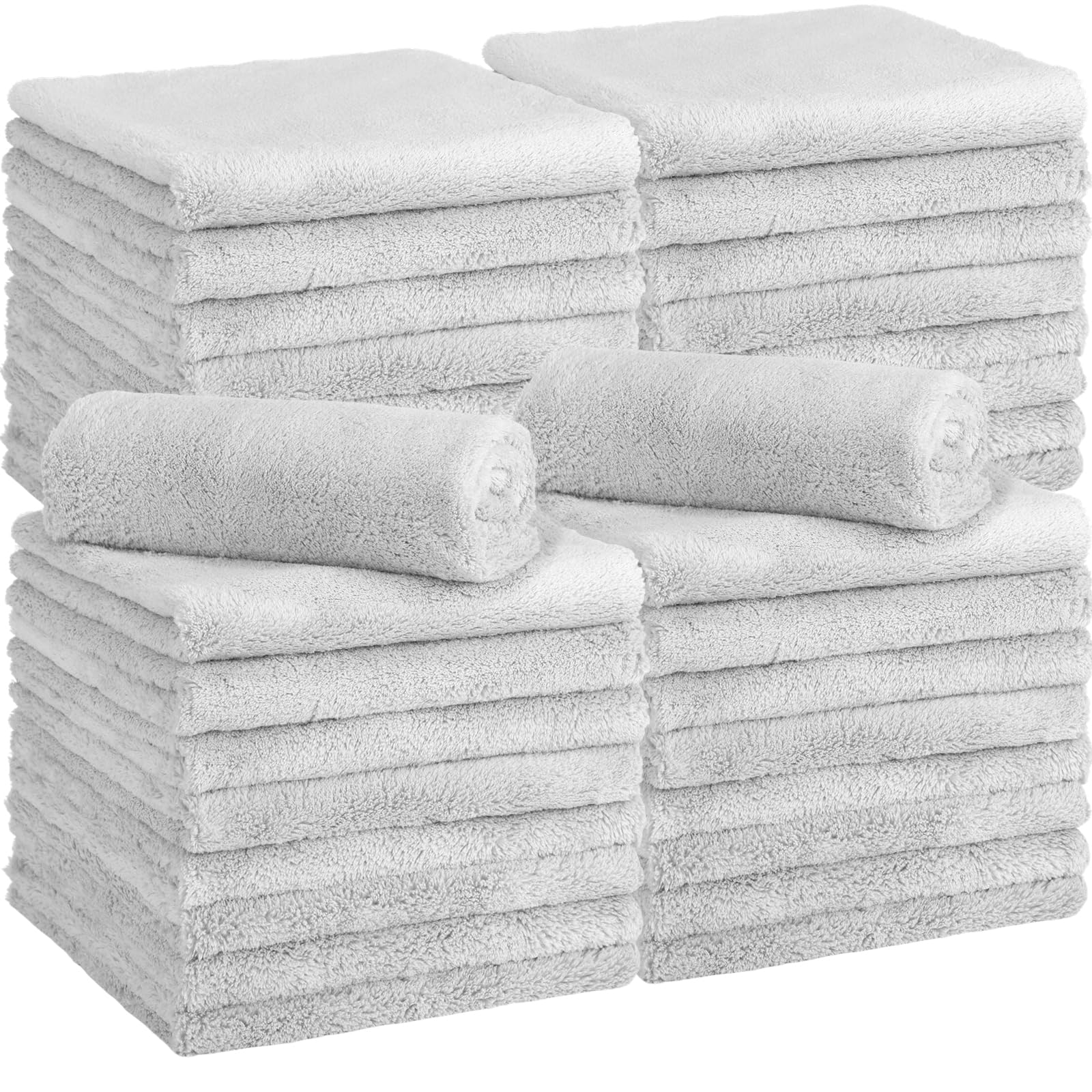 Shimeyao 30 Pcs 16 x 16 Inch Edgeless Microfiber Plush Towels for Cars Detailing Drying Wash Polishing Absorbent