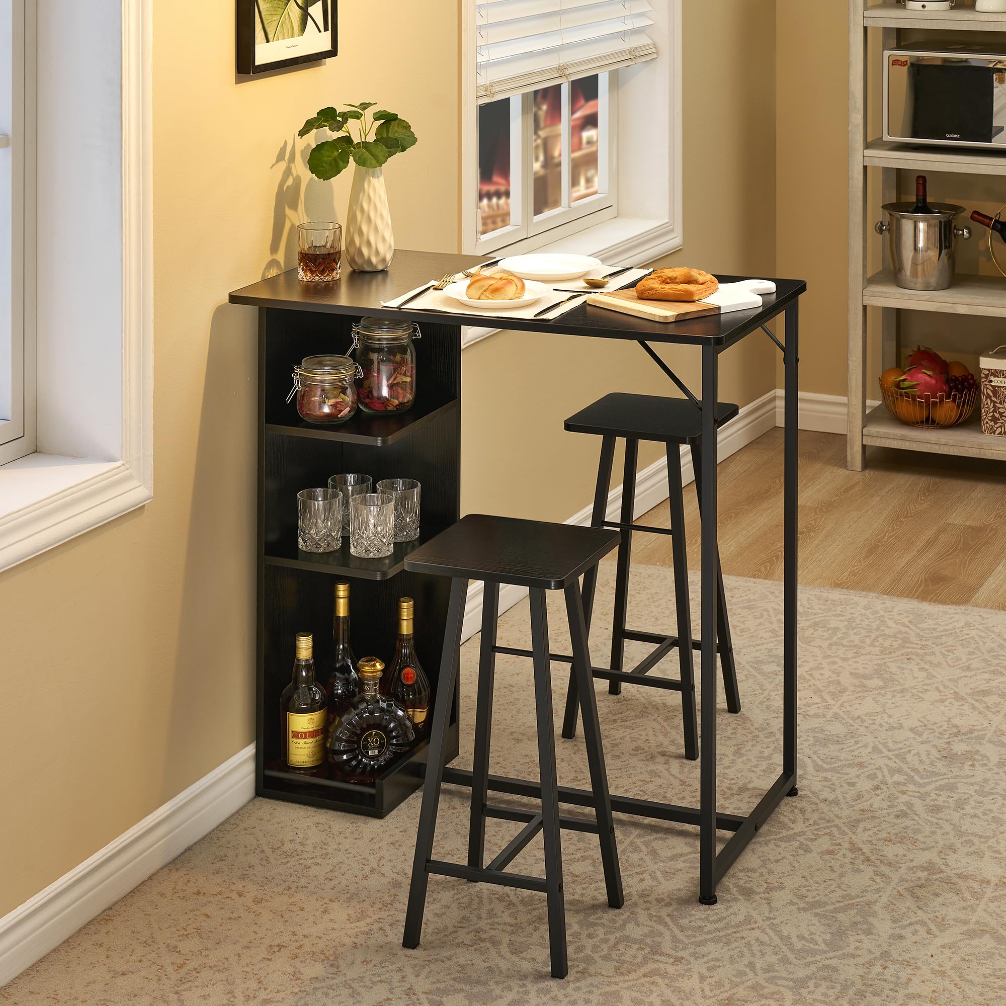 Garvee Table Bar avec 2 Tabourets 91,4 x 50 x 90,7 cm