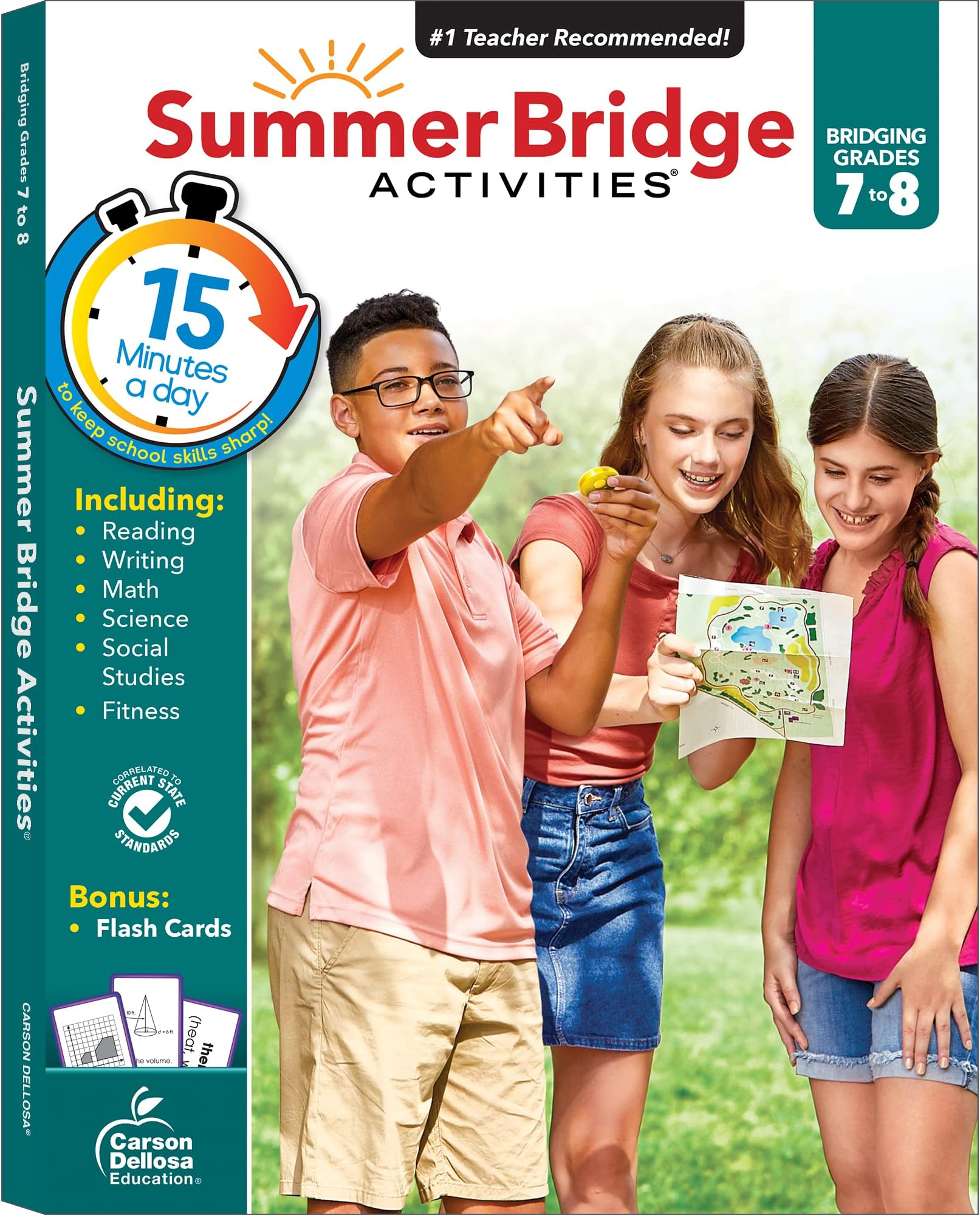 Summer Bridge Activities 7th Grade to 8th Grade Workbooks All Subjects, Math, Language Arts, Science, Social Studies, Fitness, Seventh & Eighth Grade with Flash Cards, eBooks & More (Volume 9)