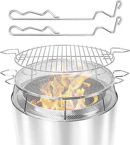 Miniatura 9 de Hisencn Kit de accesorios para fogata Yukon de 27 pulgadas, parrilla de acero inoxidable 304, soporte para fogata y protector de chispas para