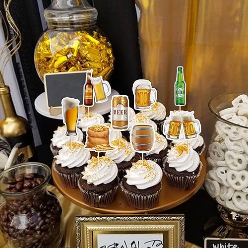 Miniatura 15 de Ercadio Paquete de 24 adornos para cupcakes de Cheers and Beers con taza de cerveza con purpurina para cupcakes, baby shower, cumpleaños, cervezas